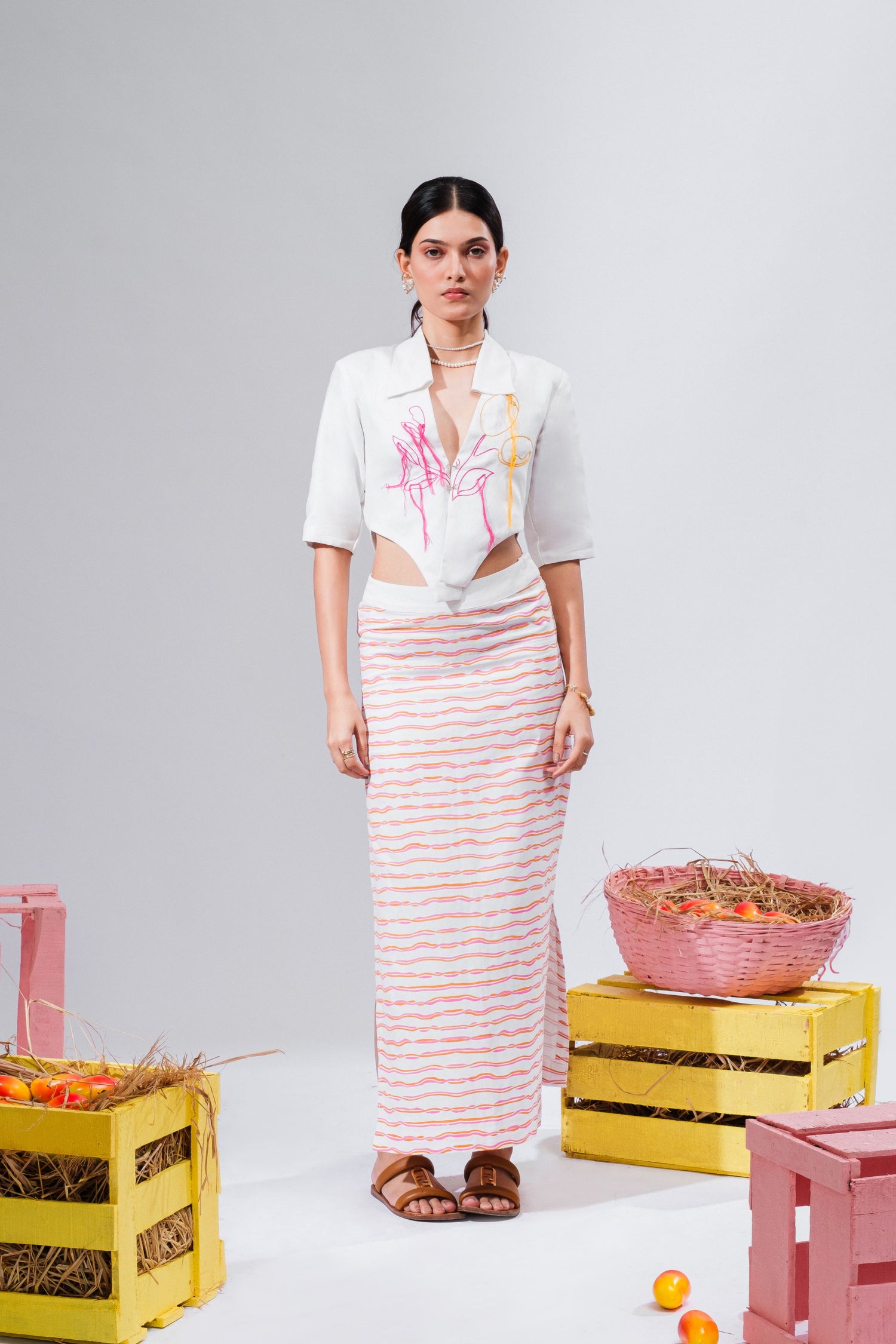 Mango Cream Corset Shirt