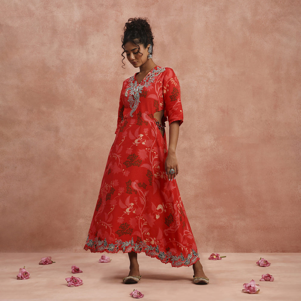Red Light Cut-Out Kurta set