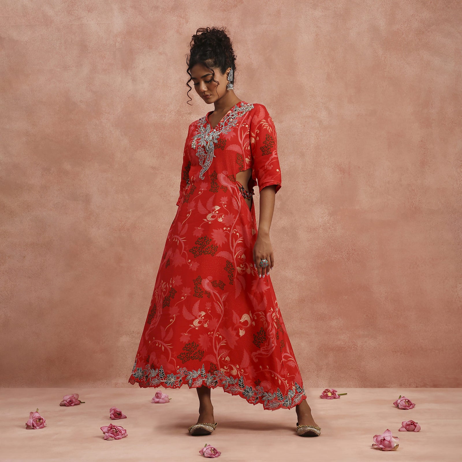 Red Light Cut-Out Kurta set