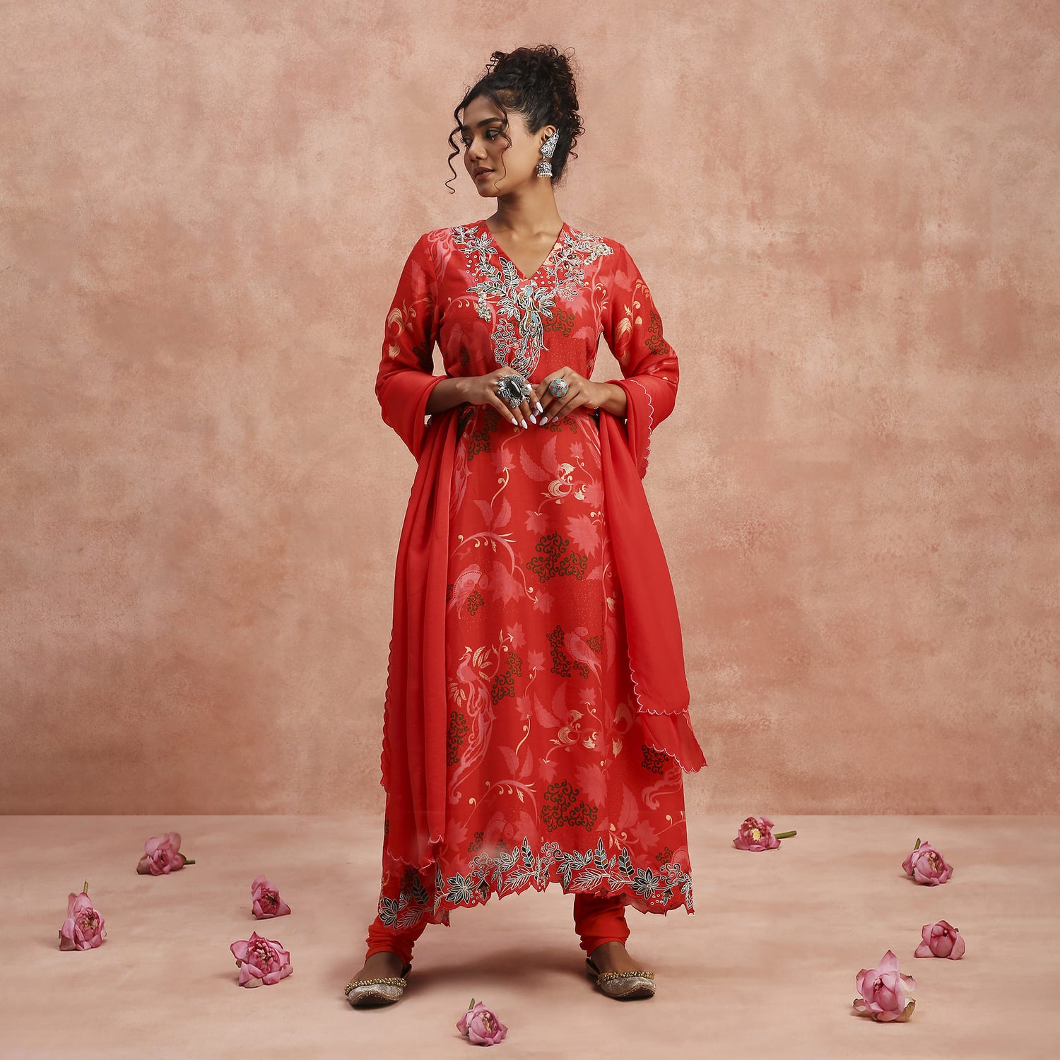 Red Light Cut-Out Kurta set