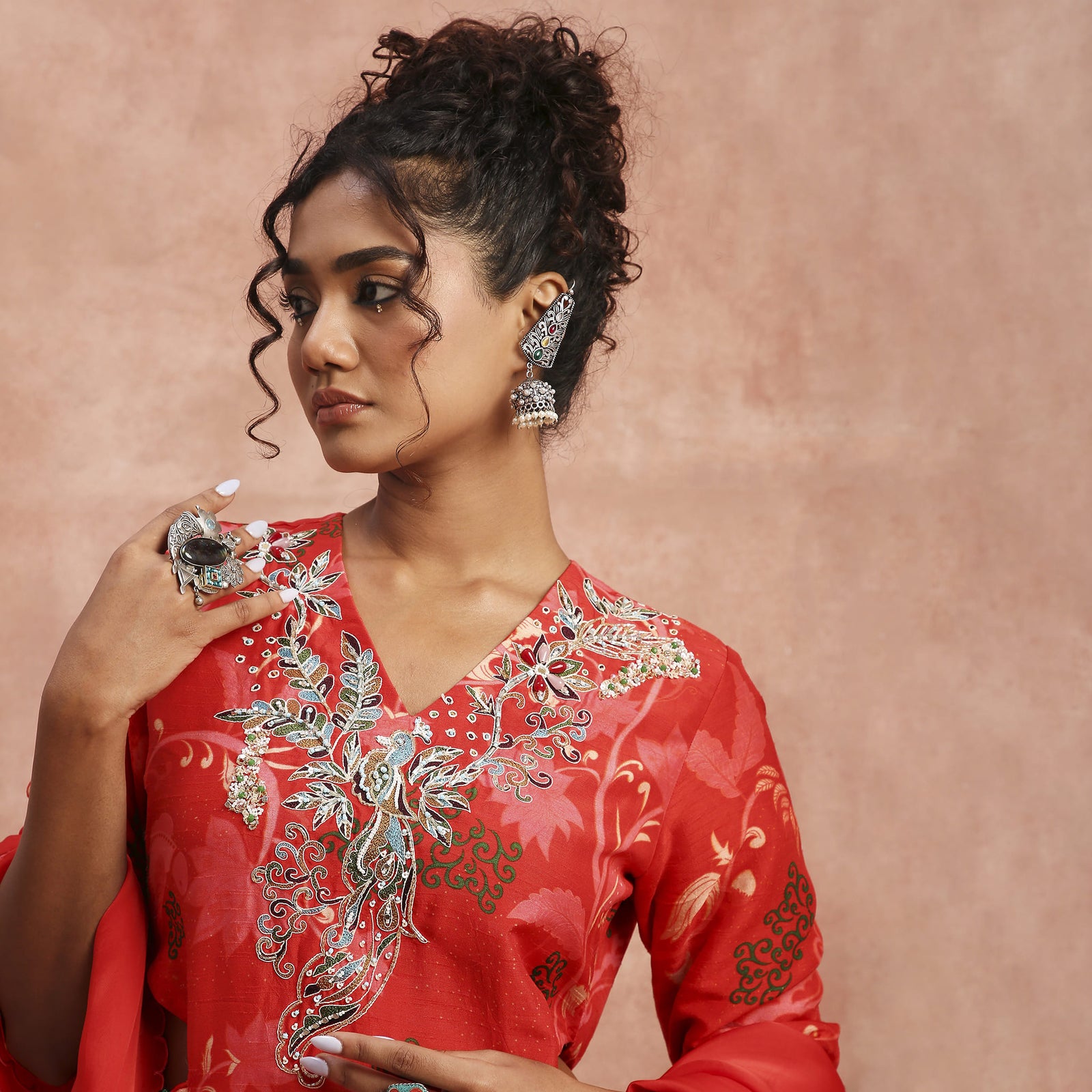 Red Light Cut-Out Kurta set