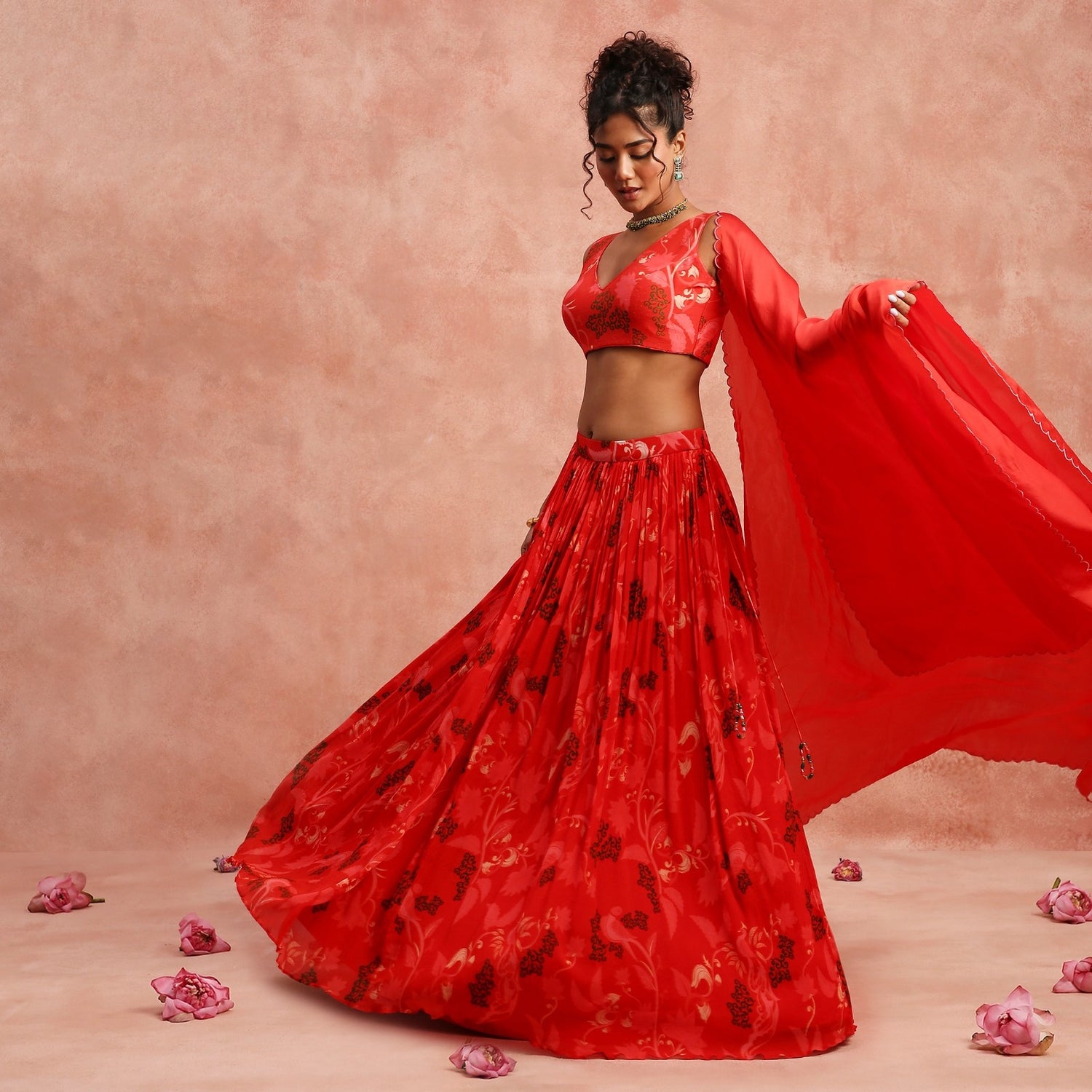 red light with blouse & dupatta