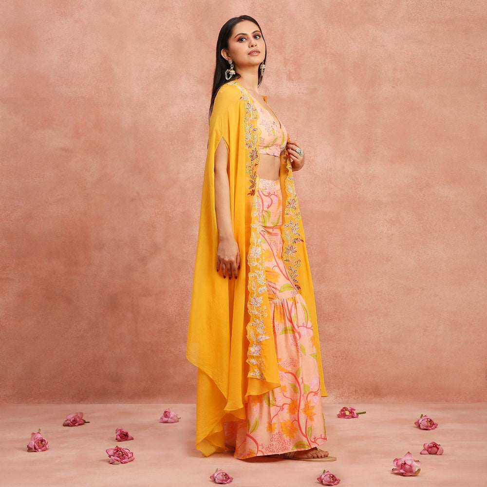Lotus Lane Sharara Set- with Cape